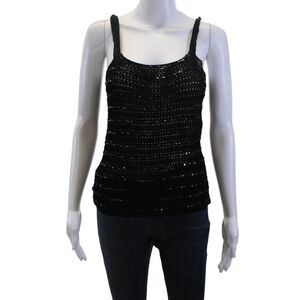 Colette Mordo Women Black Square Neck Sleeveless Camisole Rayon Size S